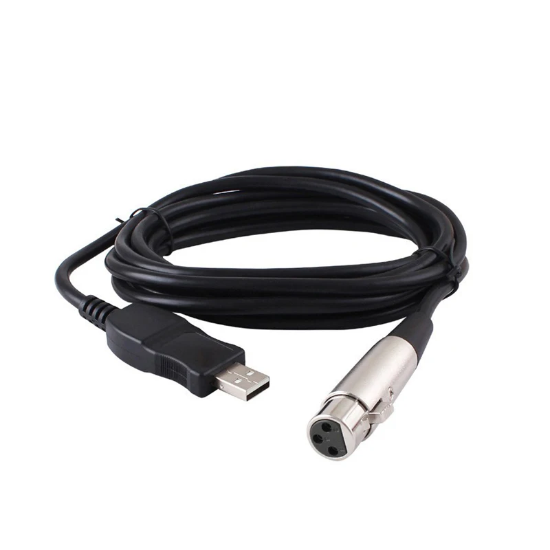 Высокое качество 3 м 9 футов USB-MIC черный микрофонный кабель USB штекер 3-контактный XLR Женский кабель Шнур адаптер микрофонная связь