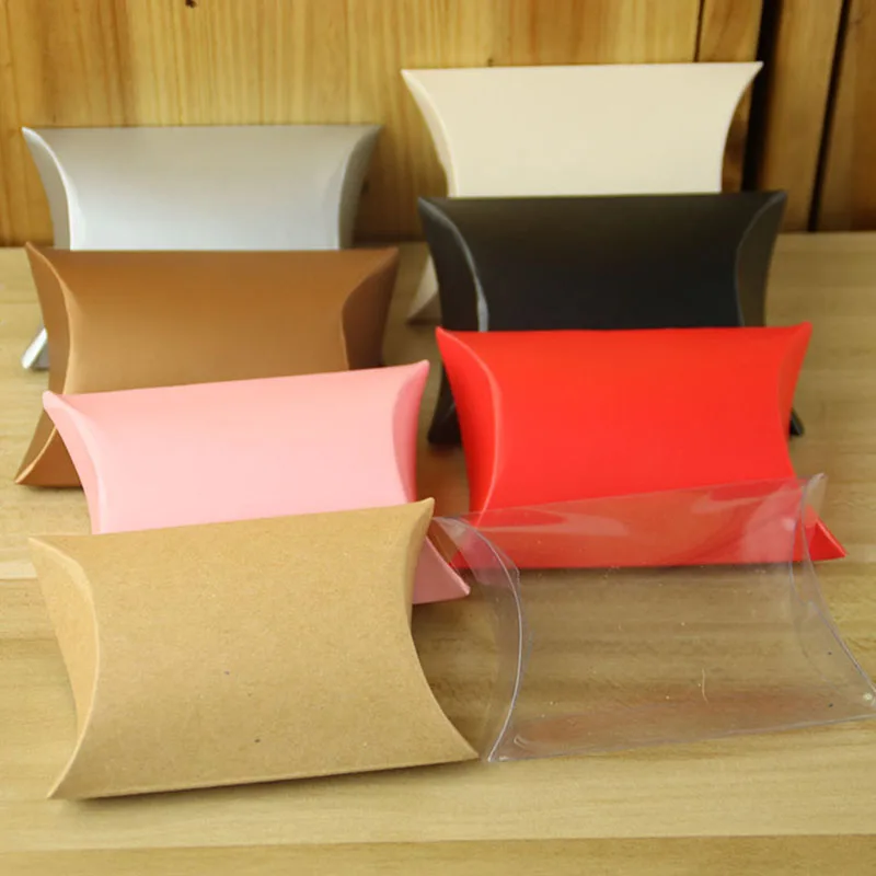 

10pcs Colorful Kraft Pillow Candy Box Useful Packing Box Kraft Pillow Paper Gift Box For Wedding Birthday Party Supplies