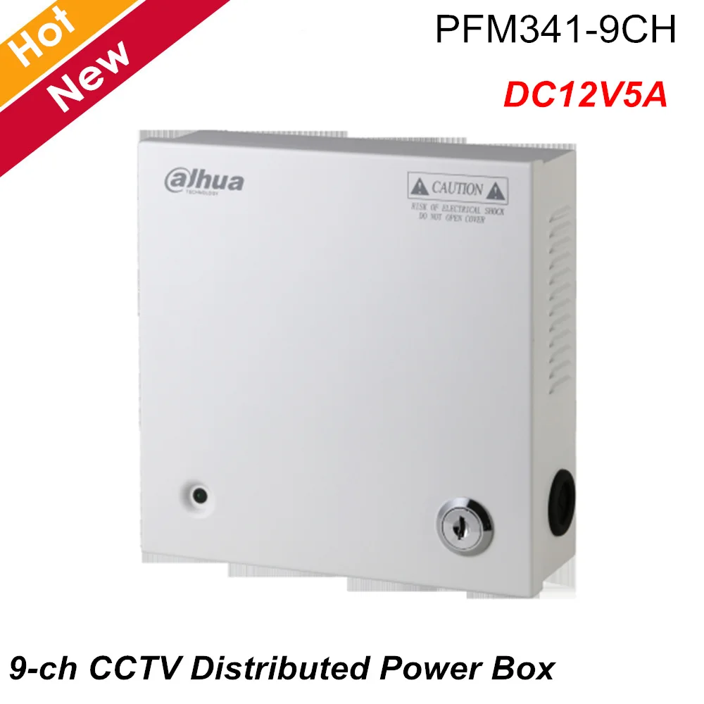 Dahua DC12V5A 9-ch CCTV распределенный блок питания широкий вход напряжения AC90~ 264Vac Профессиональный настенный PFM341-9CH установки