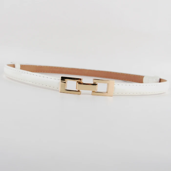 white color Belle PemeHb женские ремни яркие из искусственной кожи с металлической пряжкой Регулируемый ремень Дамский Тонкий черный поясной ремень Пояс для платья - Цвет: white color