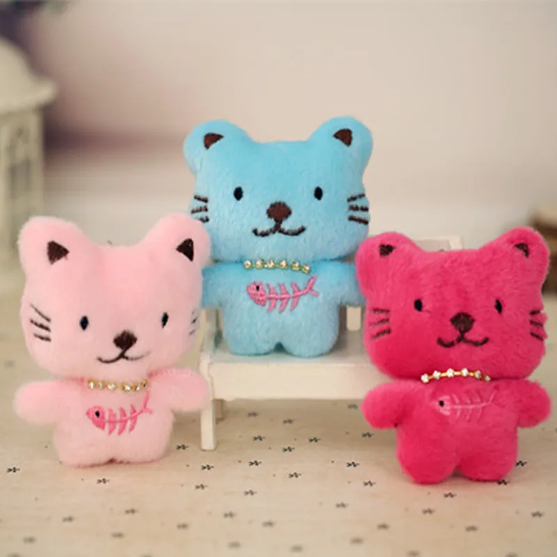 

3Pcs/Set Kawaii Fish Bone Cat Doll Kids Stuffed Animal Plush Toys Key Pendant Christmas Gift 10CM Children Cute Toy Random Color