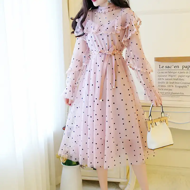 mesh dot dress