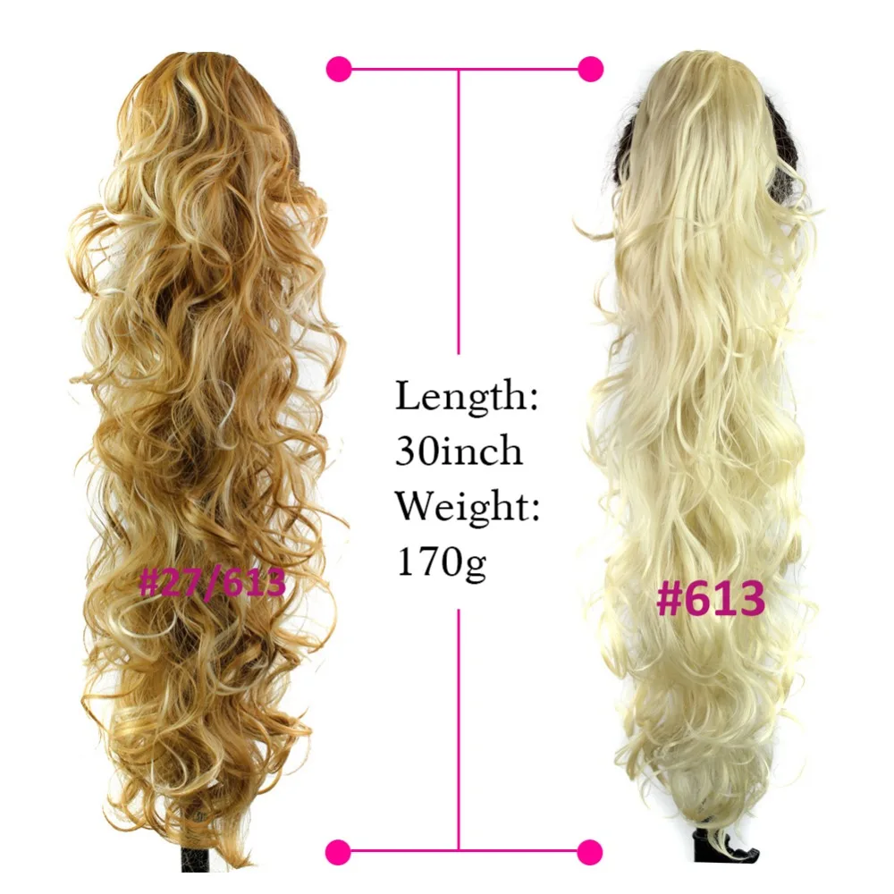 Skup Deyngs 75cm długie kręcone kucyk 220g sztuczne syntetyczne warkocz pazur w koński ogon do przedłużania włosów naturalne fałszywe damskie Hairpiece