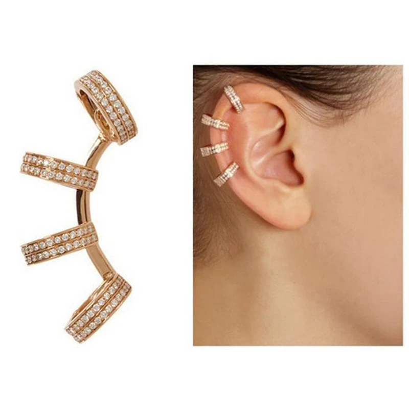 

2016 Fashion Jewelry Clear Crystal Silver Plated Metal Ear Cuff No Pierced Clip Earrings for Women boucle d'oreille clip 0108