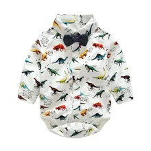 Боди для малышей; детская одежда; Весенний комбинезон с длинными рукавами и рисунком животных для малышей; рубашка; одежда для маленьких мальчиков