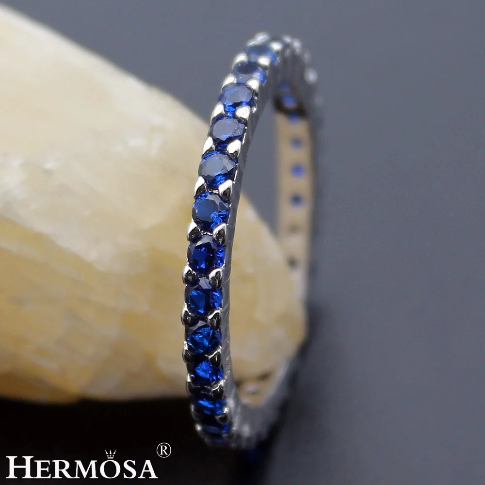 Женское кольцо для вечерние BlueSapphire из серебра 925 пробы 7 #8 # | Украшения и
