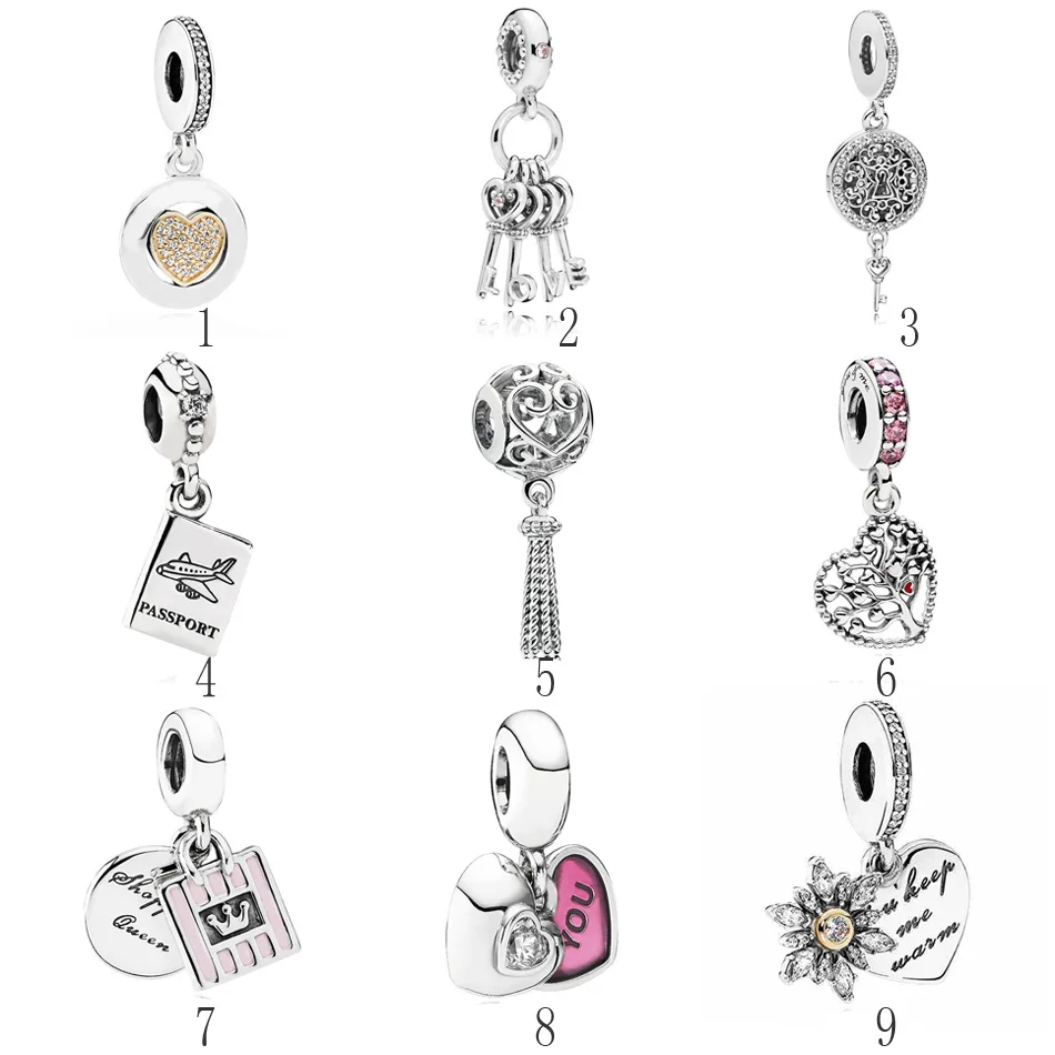 

925 Silver Jewelry Best Friends Keys of Love Adventure Awaits Enchanted Tree Queen Dangle Charm fit Pandora Bracelet Bangle
