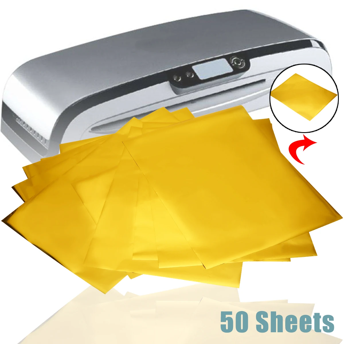 50pcs/Set Hot Gold Foil Paper A4 8"x12" Heat Transfer Paper Laser Printer Foil Papers for DIY Invitations Business Cards