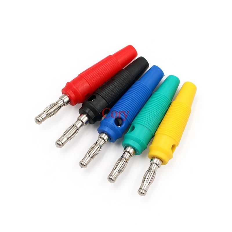 

10Pcs Red/Black/Green/Yellow/Blue Banana jack 4mm Solderless Side Stackable Banana Plug Soft rubber non-slip CZYC