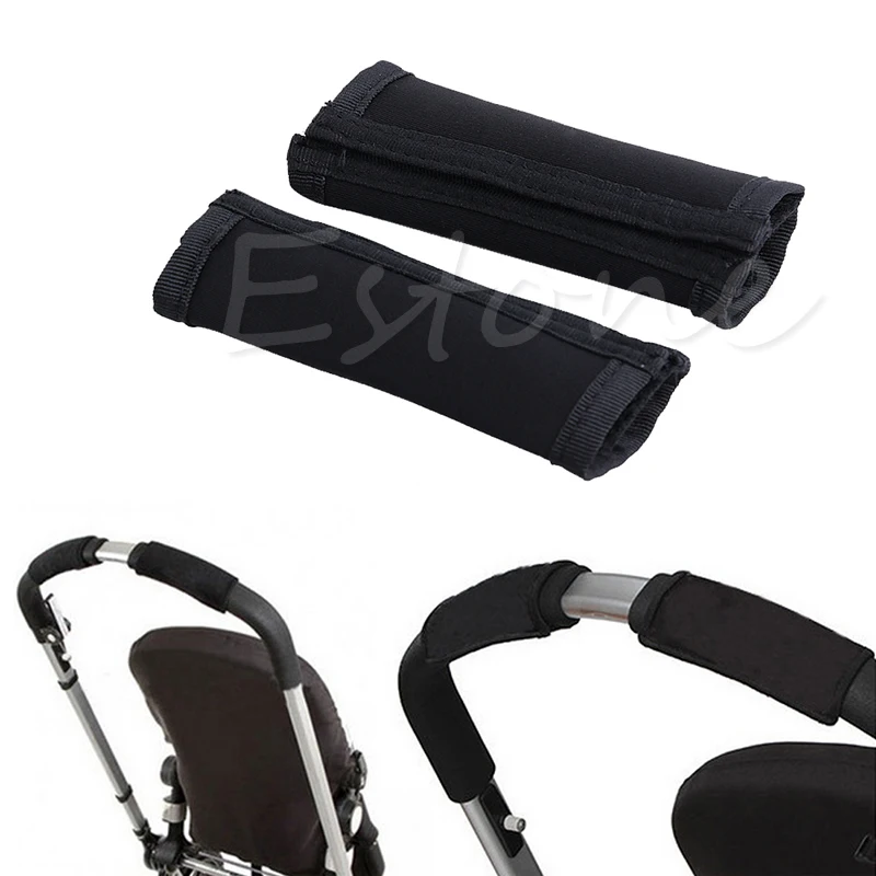 

2Pcs Baby Stroller Carriage Front Handle Cover Neoprene Magic Tape Bumper Bar