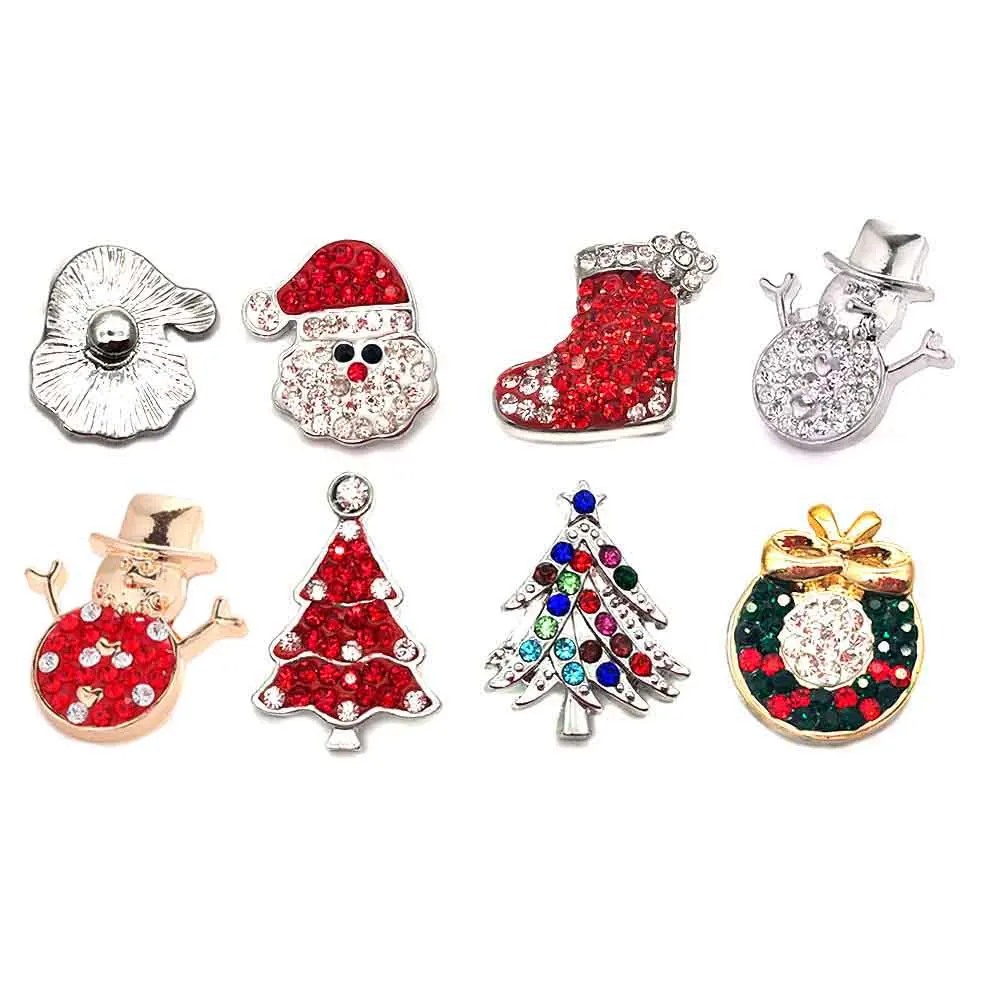 

Interchangeable Christmas metal Rhinestone Snap Buttons W085 Alloy Diy Jewelry fit 18mm Snap button Bracelets for Women Gift