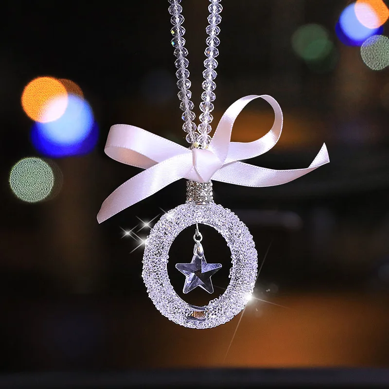 

Crystal Car Pendant Christmas Gifts For Girls Hanging Ornaments Luxury Bling Car Interior Accessory Rearview Mirror Auto Decor