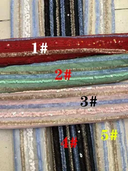 

Multi-color sequins embroidered high quality mesh African lace fabric French mesh suitable for skirt children's wear DIY apparel