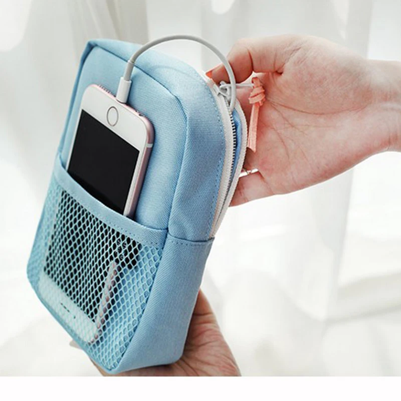 prativerdi Mini Zippered Lock Sqaure Storage Bag Headset box for Earphone Case SD Cards USB Power Bank Charger Travel Organizer9
