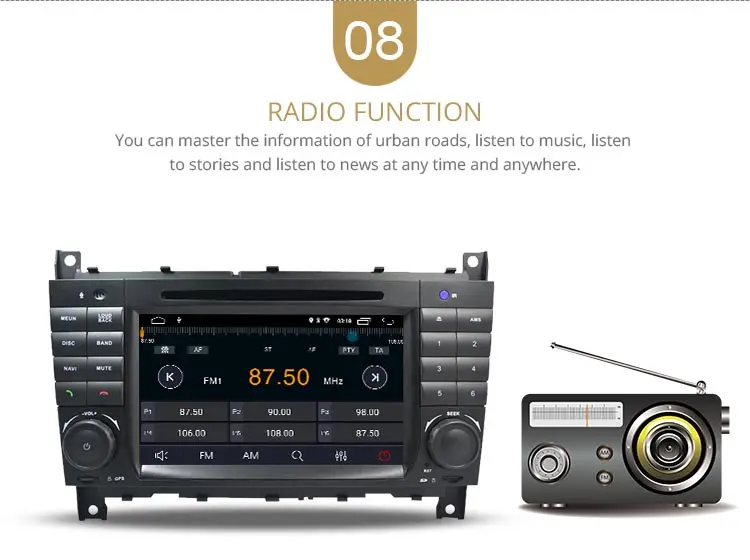 Discount LJHANG Android 9.0 Car DVD Player Stereo For Mercedes Benz W203/CLK200/CLK22/C180/C200 GPS Navi WIFI 2 Din Car Radio headunit BT 10