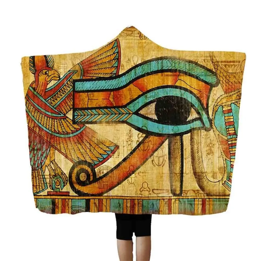 Одеяло с капюшоном, покрывало для кондиционера с изображением древнего египетского фараона, покрывало с 3d рисунком, пляжное одеяло, семейное одеяло для детей - Цвет: F