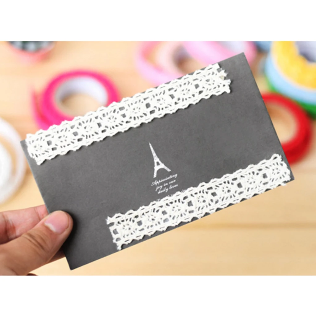 3 Rolls of 2 Meters Cotton Lace Washi Tape Self Adhesive Sticker for DIY Diary Scrapbook Album Card Making Decoration 15mm