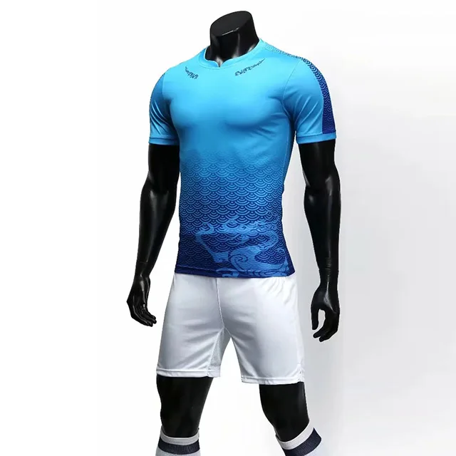 Футбольные тренировочные костюмы футбольные майки Индивидуальные футбольные майки набор мужские футбольные тренировочные униформы - Цвет: blue white shorts
