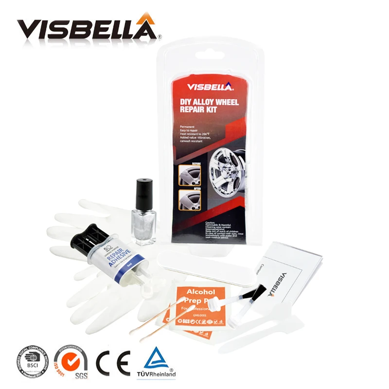 Visbella 12pcs Alloy Wheel Repair Hand Tool Sets Professional Paint Adhesive Sealant for Car Care Wheel Dent Scratch Abrasion
