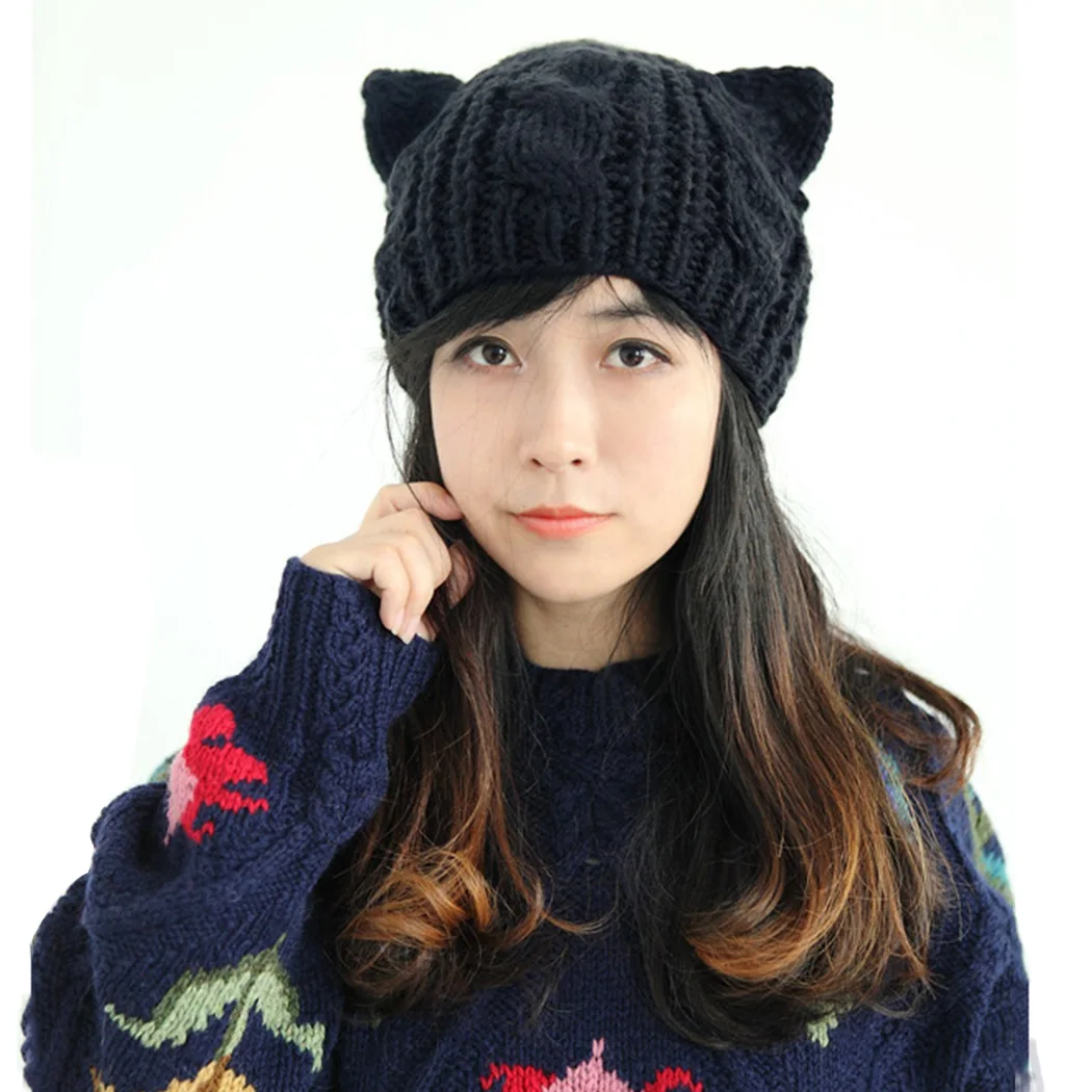 2018 Hot selling Cat Ears Cute Hats for women brand knitting warm