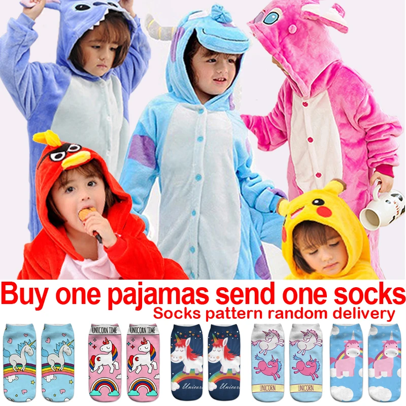 

Unicorn Pajamas Kids Pyjamas Baby Boys Pajama Children Onesie Girls Cosplay Animal Stitch Panda Pikachu Home Clothes Flannel