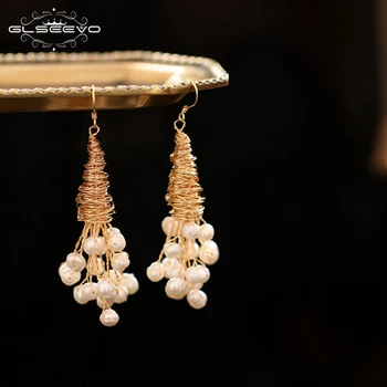 

XlentAg Handmade Natural Fresh Water Pearl Drop Earrings For Women Dangle Earrings Fine Jewelry Boucle D'oreille Femme GE0701
