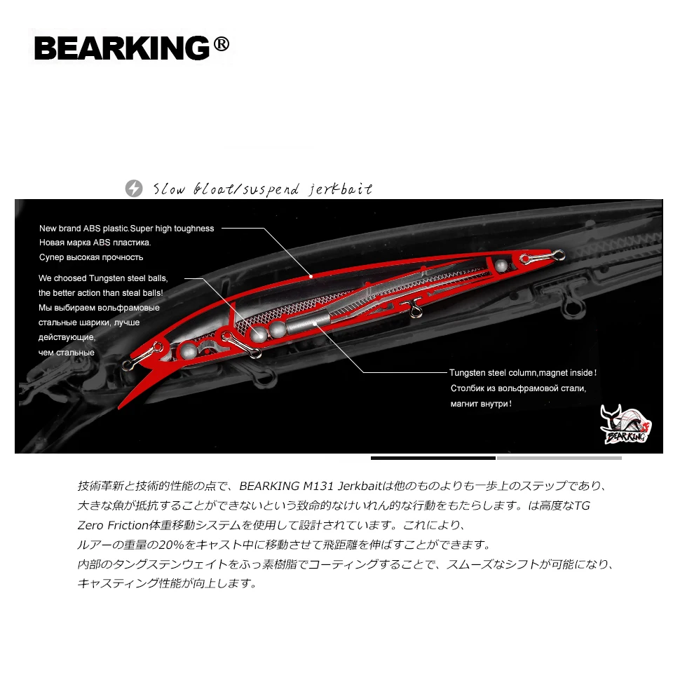 BEARKING Горячие рыболовные приманки, разные цвета, гольян Кривошип 130 мм 22 г, вольфрамовая система веса воблер модель Кривошип приманка