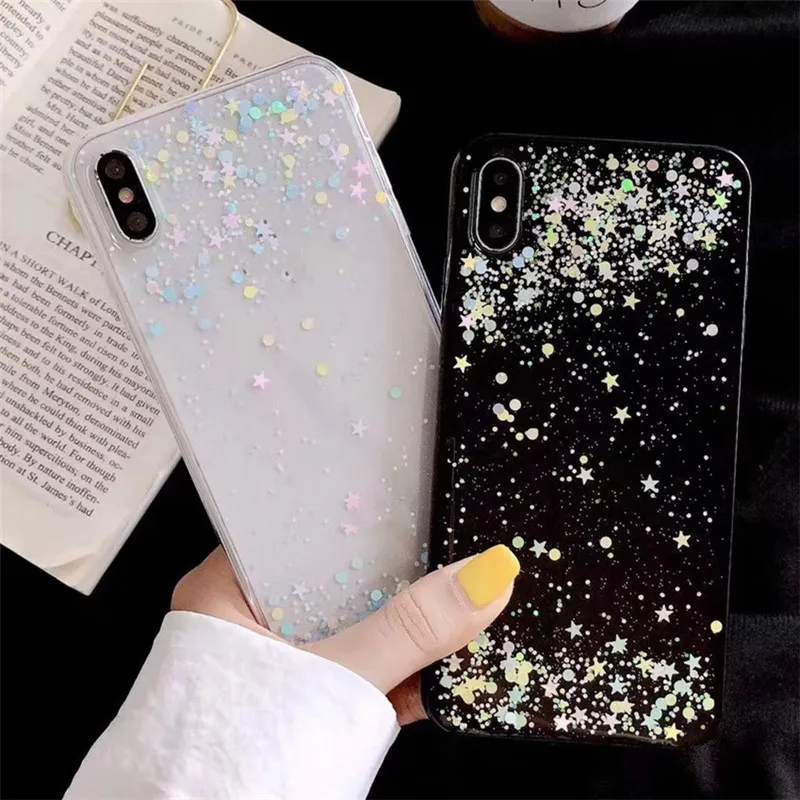 

Shining Stars Glitter Sequin Soft silicone Case For iPhone 6 6S Plus 7 7plus 8 plus X S XS MAX XR phone bags Fundas Capa