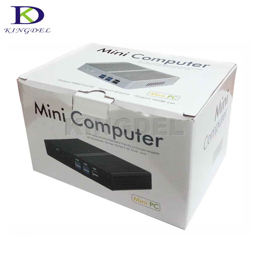 Недорогой безвентиляторный мини ПК Broadwell Intel Celeron 3205U 3215u процессор Windows 10 HTPC Barebone