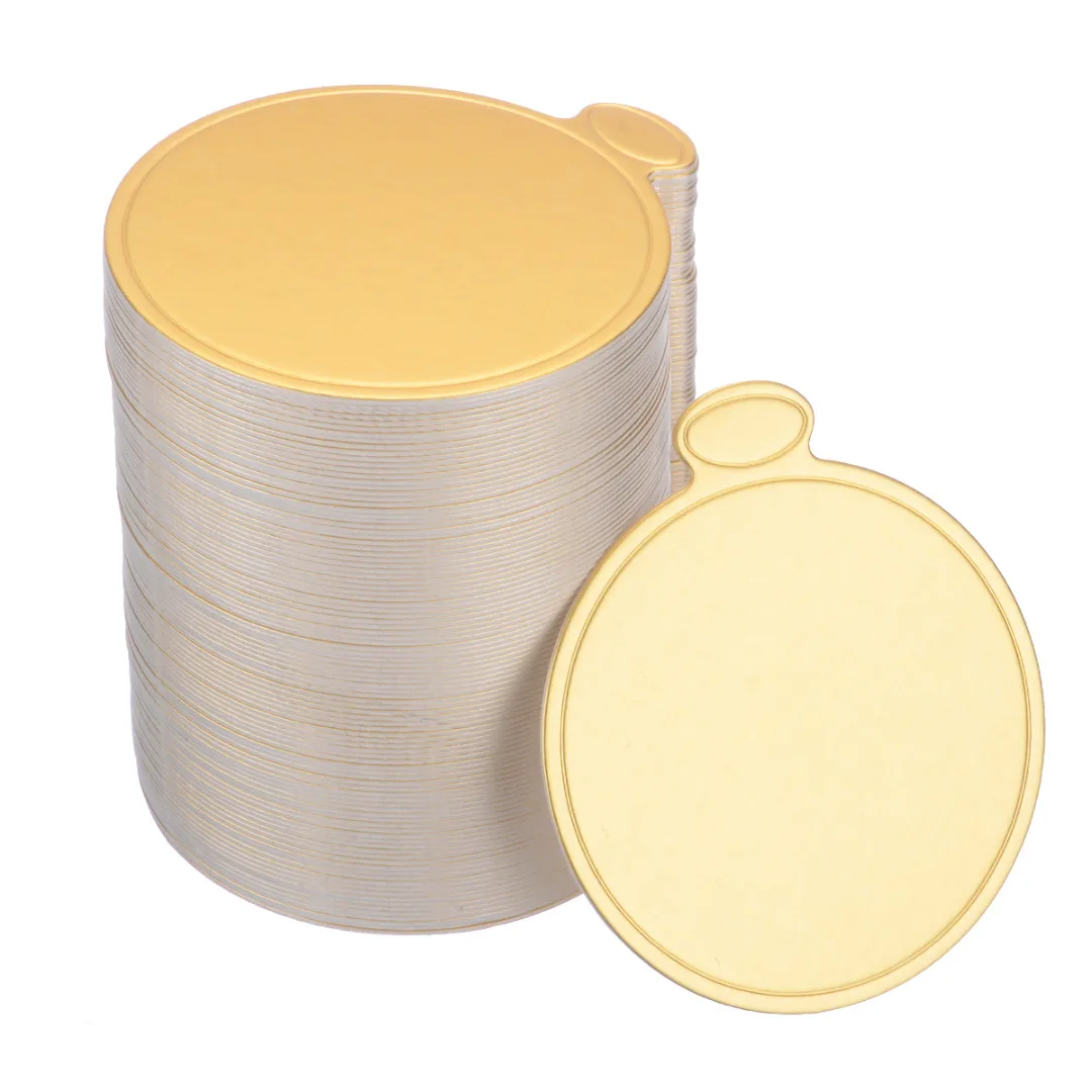 Mayitr 100Pcs/set Round Mousse Cake Boards Gold Paper Displays  Cupcake Dessert Tray Wedding Birthday Pastry Decor