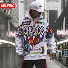 AELFRIC худи граффити в стиле хип-хоп, Мужской пуловер в стиле пэчворк с цветными блоками Harajuku, повседневные топы, толстовки с капюшоном в стиле граффити, уличная одежда
