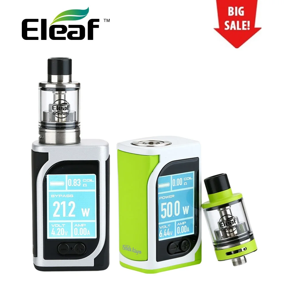 Оформление Eleaf IStick кия 50 Вт TC комплект с 2 мл GS Juni бак 1600 мАч Батарея vape поле mod комплект для электронной сигареты vs IKuun I200/IStick Pico