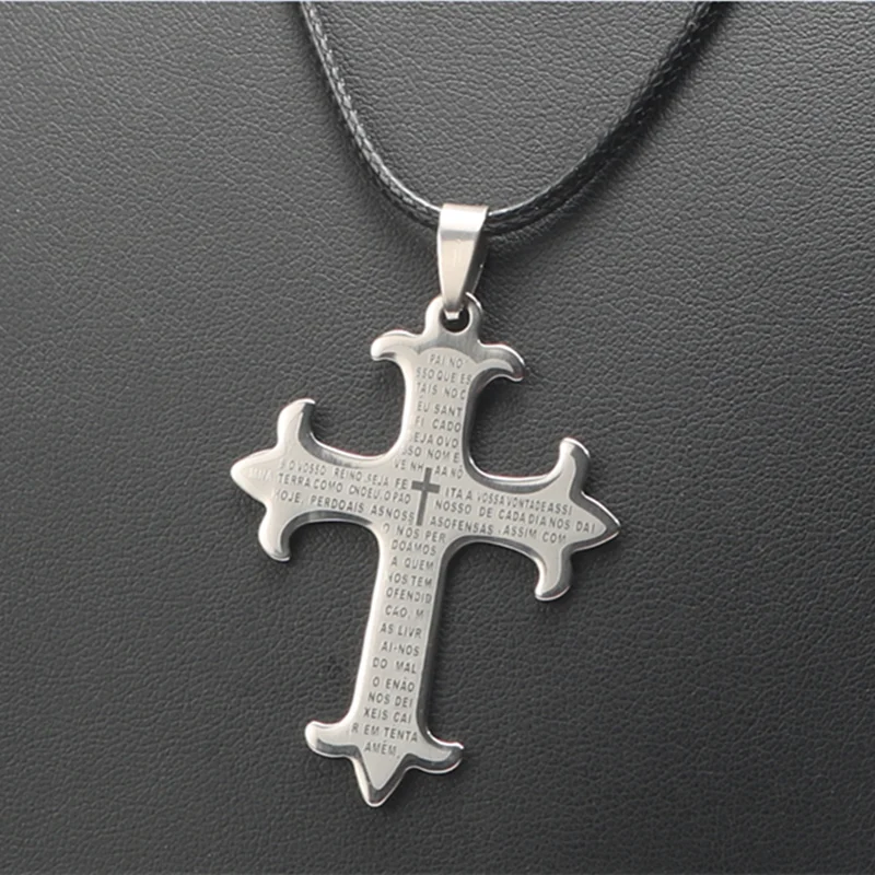 Cross Necklaces Pendants Christian Jewelry with Bible Lords Prayer