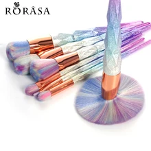 10Pcs Professional Makeup Brush Set Thread Rainbow Handle Makeup Brushes Cosmetics Blusher Powder Blending Smooth Diamond