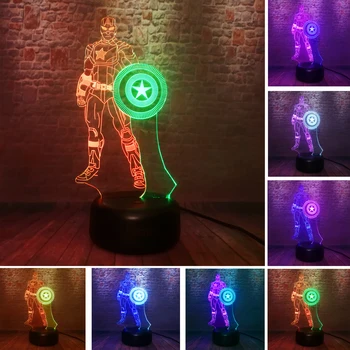 

Avengers Endgame Marvel Hero Captain America Action Figure Dual 7 Color Change 3D Night Light Boys Room Decor Child Man Toy Gift