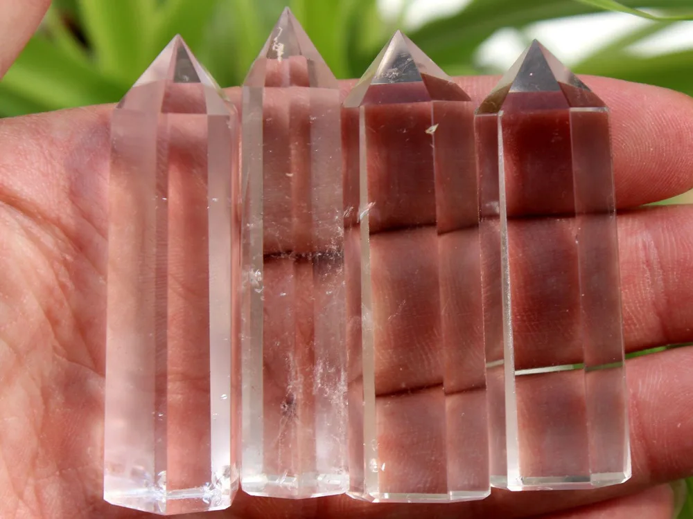 

huij 00829 4PCS NATURAL CLEAR QUARTZ CRYSTAL POINT HEALING Bronze Statue