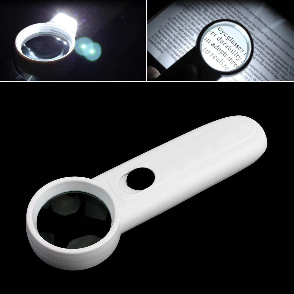 15X Multifunctional Glasses Magnifier Portable Handheld Loupe Magnifying Glass Tool with 2 LED