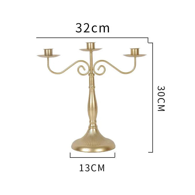 Металлические подсвечники 1/3/5-руки подсвечник подставка белый/золотой столб для украшения свадьбы, дома, декоративный подсвечник GZT013 - Цвет: 3 arms gold