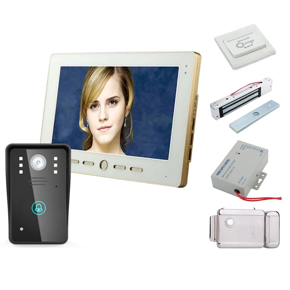 

Home Security 10" Video Door Phone Intercom Doorbell Touch Button Remote Unlock Night Vision Security CCTV Camera+Locks