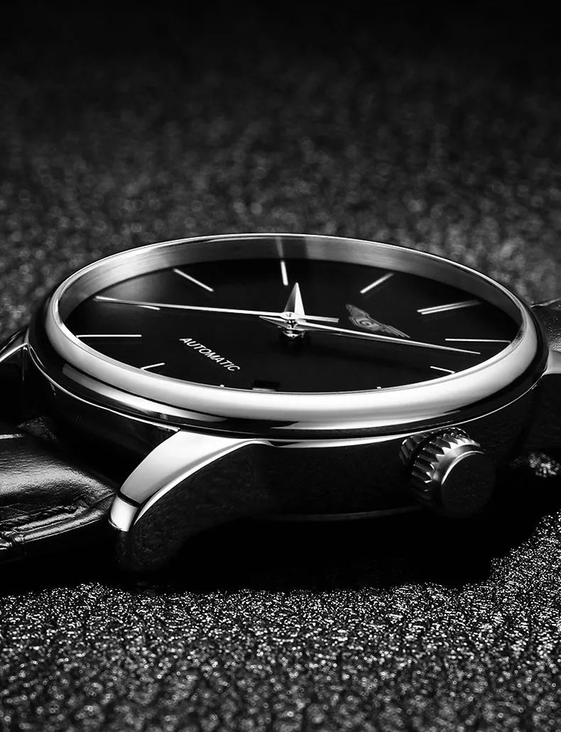 Механические Автоматические Мужские часы Топ бренд класса люкс GUANQIN Водонепроницаемые кожаные Ремешки для наручных часов ультра-тонкие модные Relogio Masculino