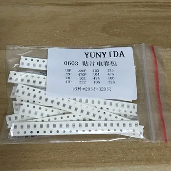 

Free shipping 0603 SMD Capacitor assorted kit ,16values*20pcs=320pcs 10PF-22UF Samples kit