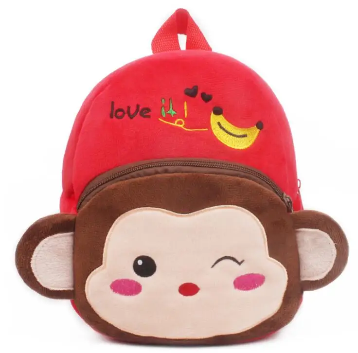 Детский плюшевый рюкзак с мультипликационным принтом «hello kitty» для мальчиков и девочек, школьный рюкзак, сумка через плечо, рюкзак для маленьких мальчиков и девочек - Цвет: Monkey