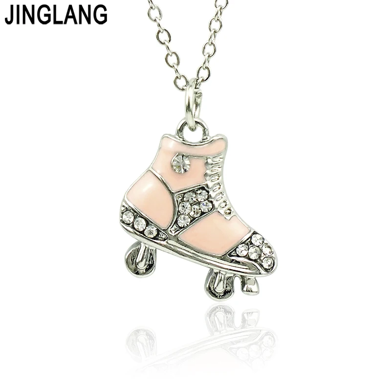 

Fashion Jewelry Roller skates Rhinestone Metal Pendant Necklace For Christmas Lover Gift Free shipping DZ1585
