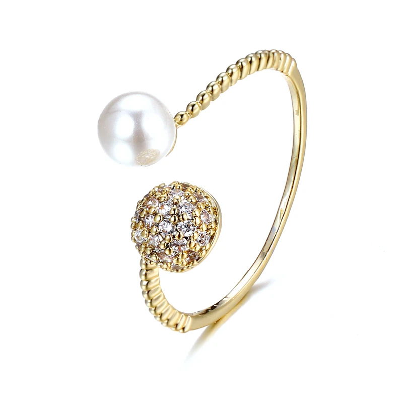 Emmaya, золотой белый кубический цирконий, очаровательное кольцо для девочек и женщин, Ireegular Circle Dinner Fashion Statement