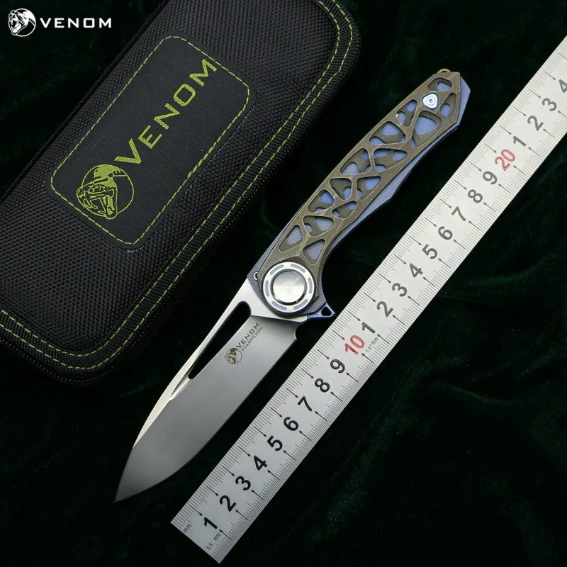

VENOM HARPOON M390 steel Titanium CF Flipper folding knife outdoor camping hunting survival pocket kitchen fruit knives EDC tool