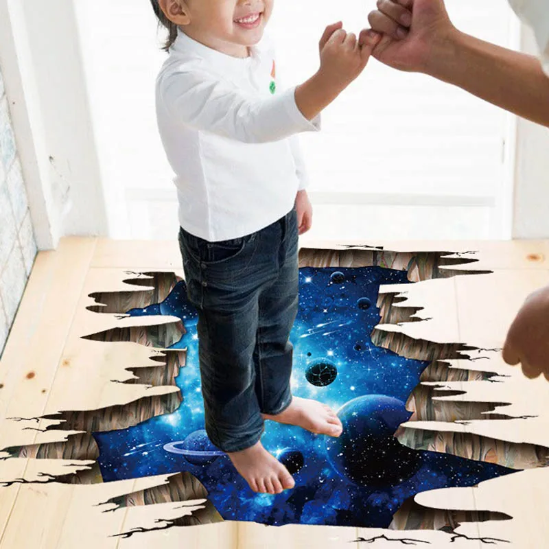 

Wall Sticker 3D Space Universe Planets Removable Floor Decal Home Decor TN88
