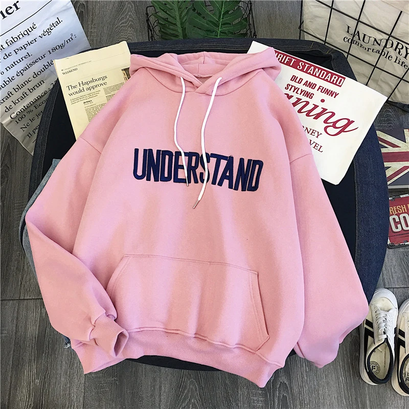  Zuolunouba Winter Fashion Women Hoody Sweatshirt Embroidery Harajuku Letter Fleece Lady Hoodie Casu
