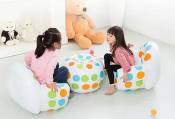

56X66X46CM + 38X53CM wtih stool set color polka dots Fashion flocking pvc inflatable children sofa coffee holder
