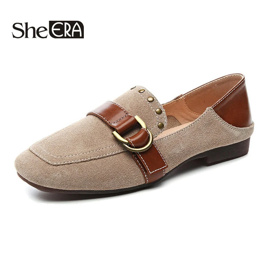 

New 2019 European Design Retro Women Flats Shoes Comfortable Genuine Leather Women Slip On Shoes Zapatos Mujer