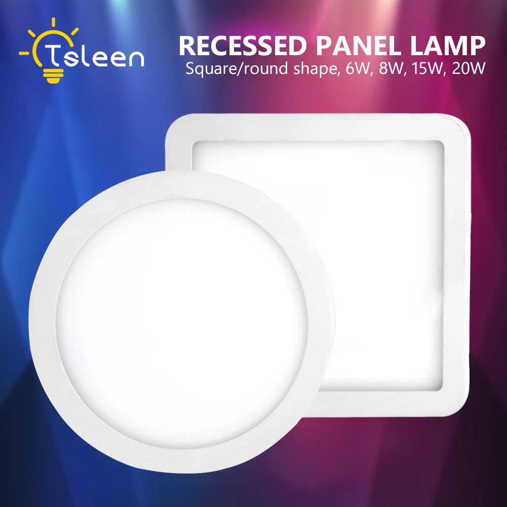 TSLEEN AC85 265V 6 Вт 8 15 20 хит продаж круглая квадратная светодиодный Панель светильник